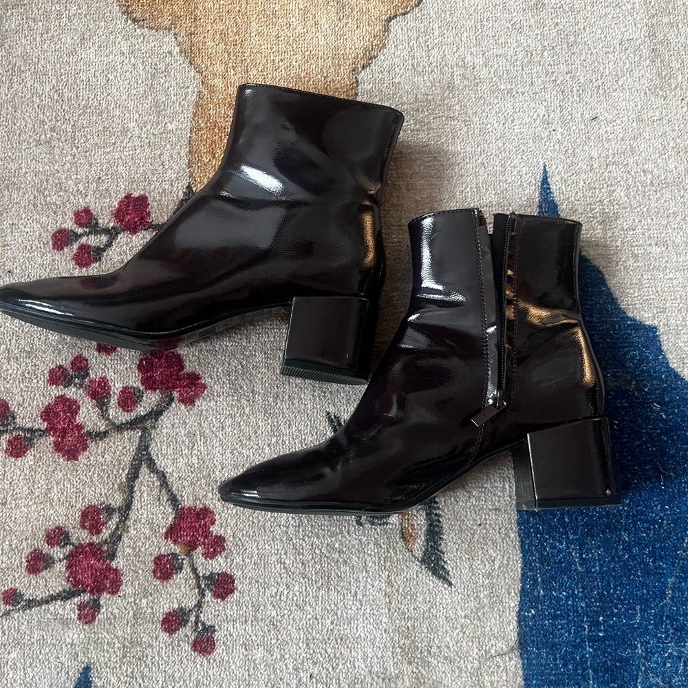 Zara plum colored patent boots